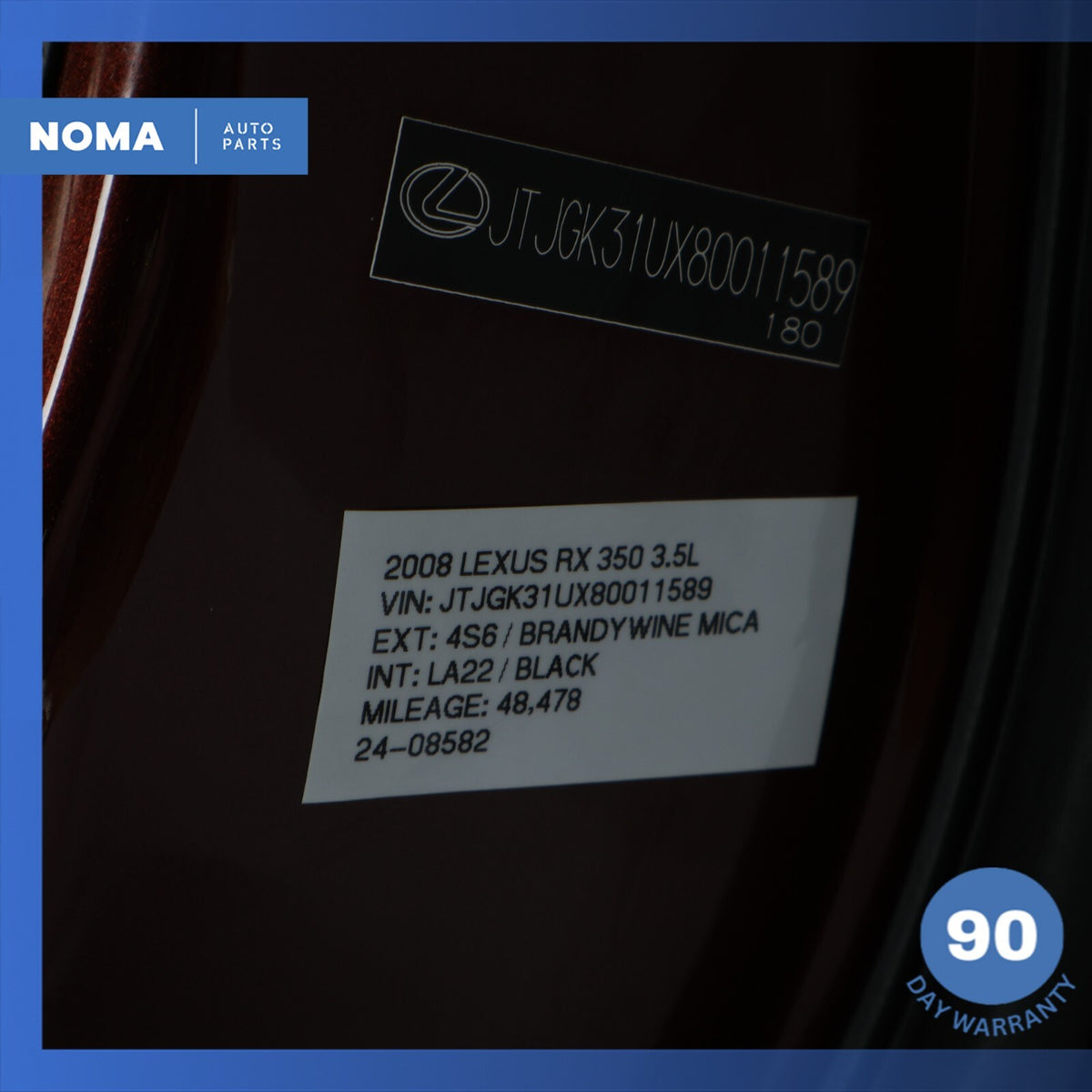 04-09 Lexus XU30 RX350 RX330 Rear Right Passenger Side Door Shell Red OEM - photo 16