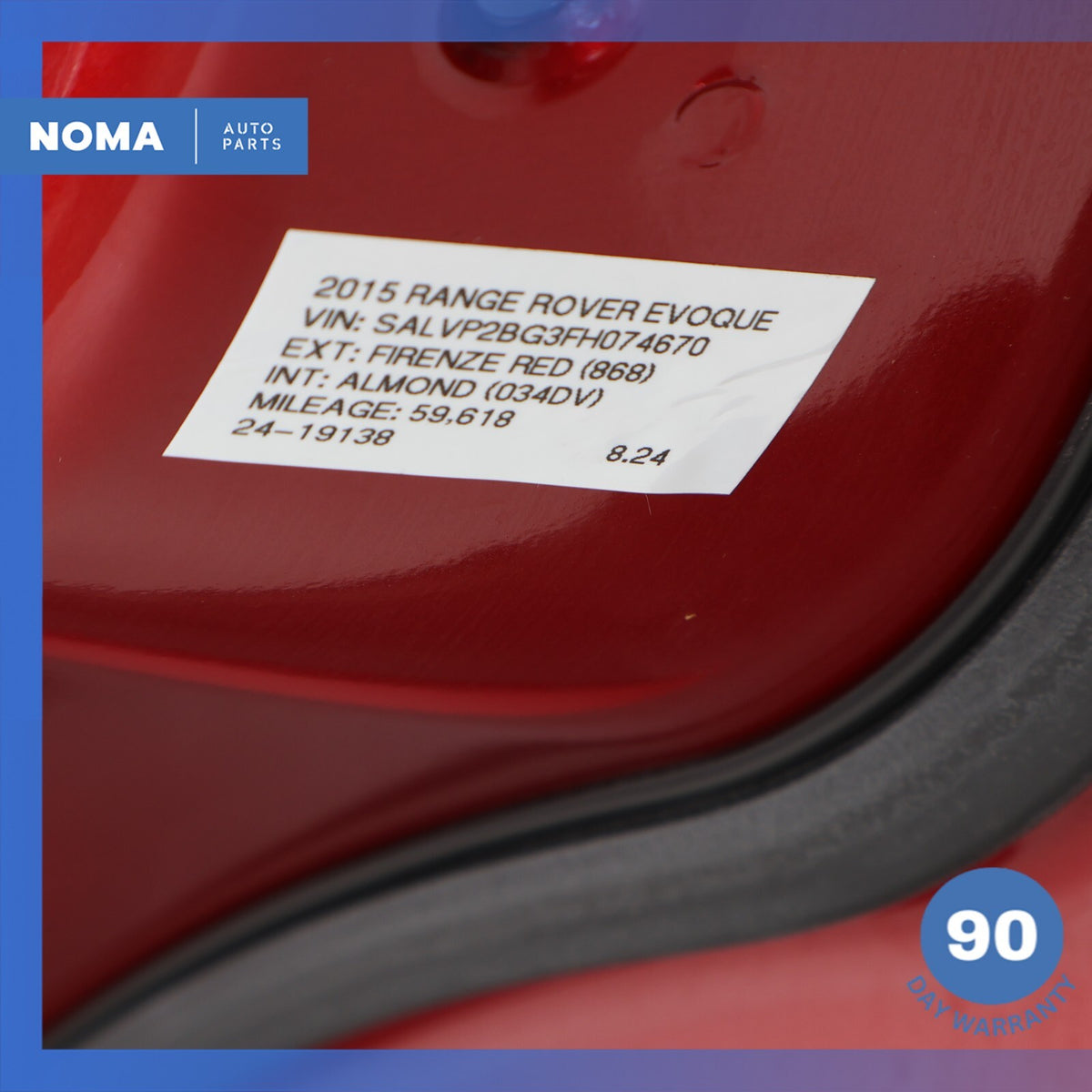 12-19 LR Range Rover Evoque L538 4DR Rear Right Side Door Panel Shell Red OEM - photo 16