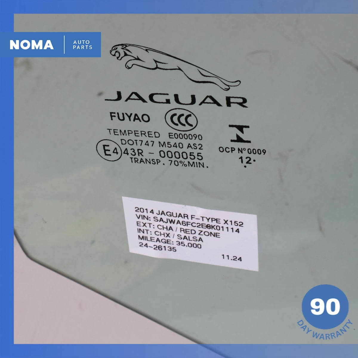 14-24 Jaguar X152 F-Type Convertible Right Passenger Side Door Window Glass OEM - photo 11