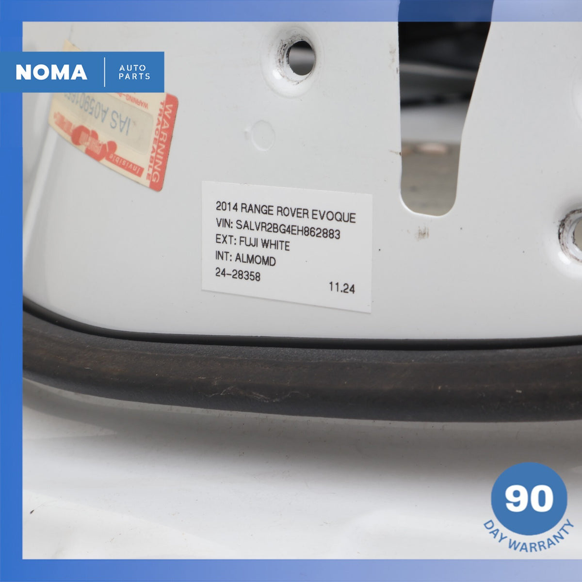 12-19 LR Range Rover Evoque L538 4DR Rear Right Side Door Panel Shell White OEM - photo 15