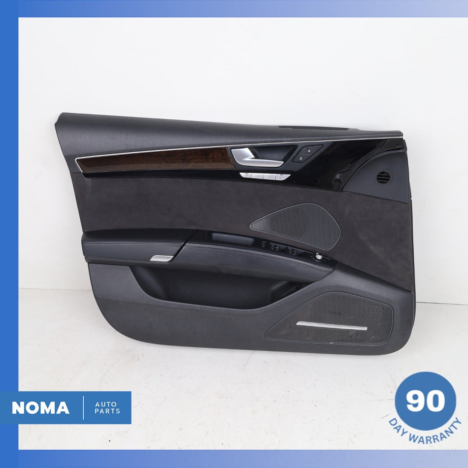 11-18 Audi D4 A8L Front Left Driver Interior Door Panel Trim Black Suede OEM