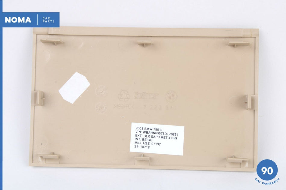 03-08 BMW 750Li E66 Rear Back Top Upper Overhead Roof Cover Panel Trim Beige OEM