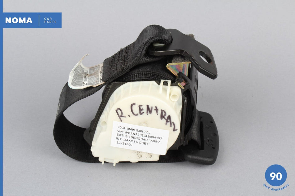 02-09 BMW E60 530i Rear Center Side Seat Belt Retractor Black 72117065850 OEM