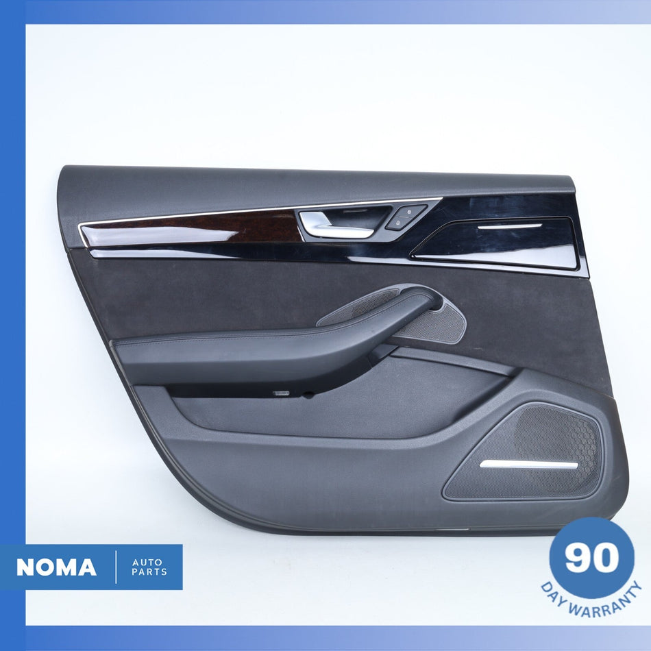 11-18 Audi D4 A8L LWB Rear Left Side Interior Door Panel Trim Black Suede OEM