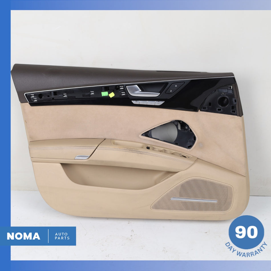 11-18 Audi D4 A8L Front Left Driver Interior Door Panel Trim Beige Suede OEM