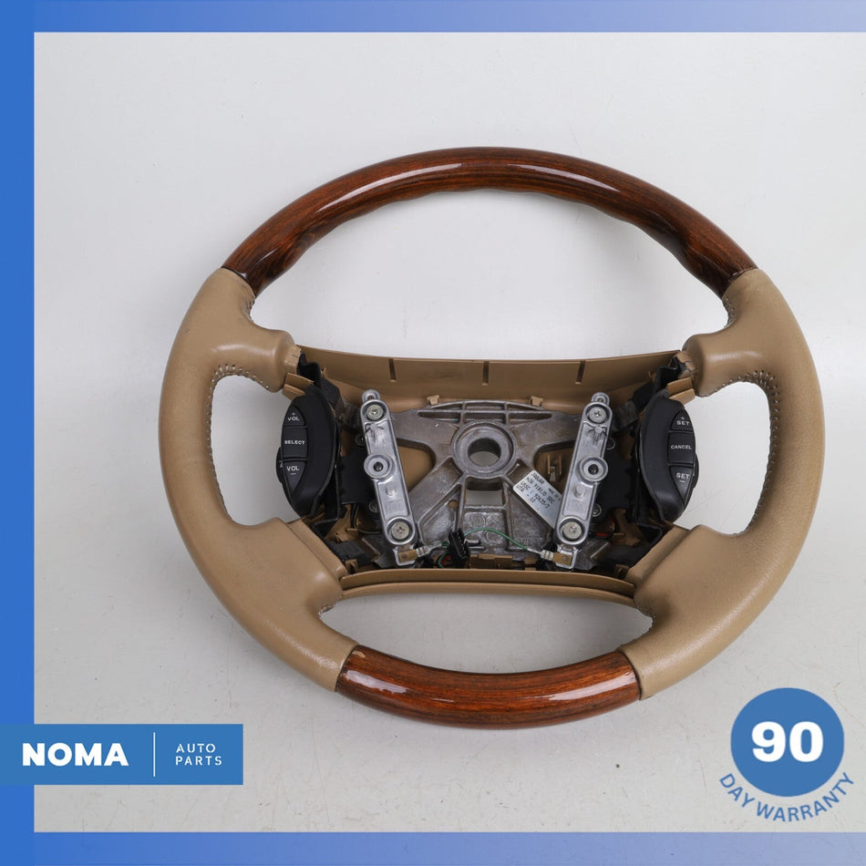 97-00 Jaguar X100 XK8 XJR XJ8 Steering Wheel w/ Switches Beige HJA9181JD OEM 66k