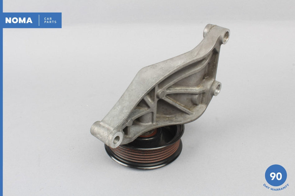 10-13 Jaguar XJL X351 Engine Motor Lower Belt Idler Pulley Bracket w/ Pulley OEM