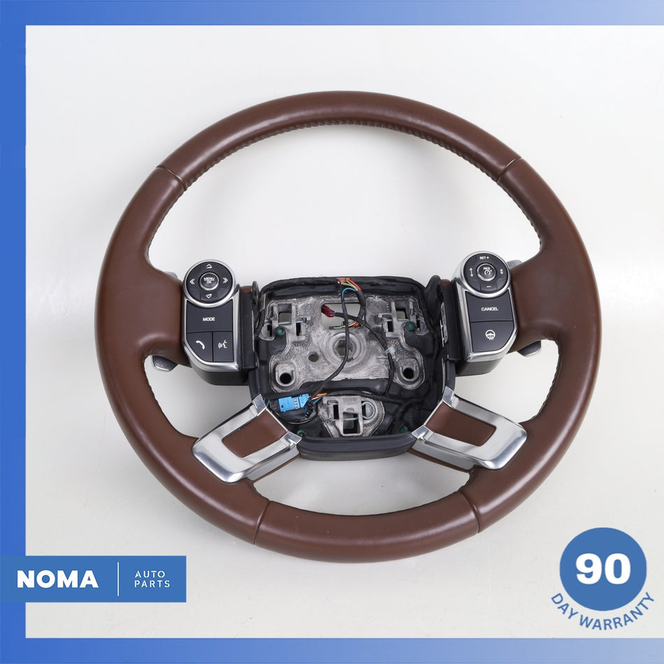 13-22 Land Rover Range Rover L405 Leather Steering Wheel Brown w/ Switches OEM