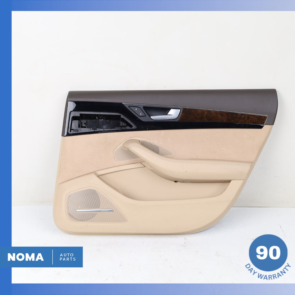 11-18 Audi D4 A8L LWB Rear Right Side Interior Door Panel Trim Beige Suede OEM