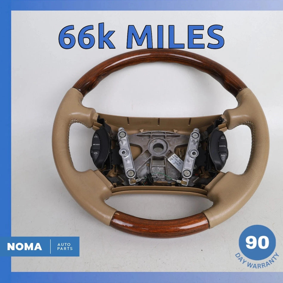 97-00 Jaguar X100 XK8 XJR XJ8 Steering Wheel w/ Switches Beige HJA9181JD OEM 66k