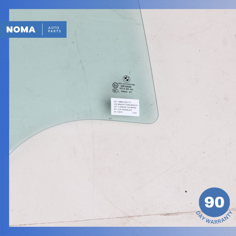 11-16 BMW F10 535i 528i Sedan Rear Right Passenger Side Door Window Glass OEM