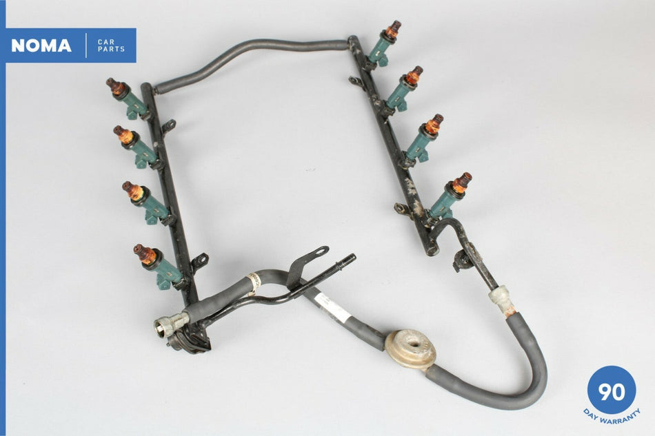 00-02 Jaguar XK8 X100 4.0L V8 AJ27 Gas Fuel Rail Line Assembly w/ Injectors OEM