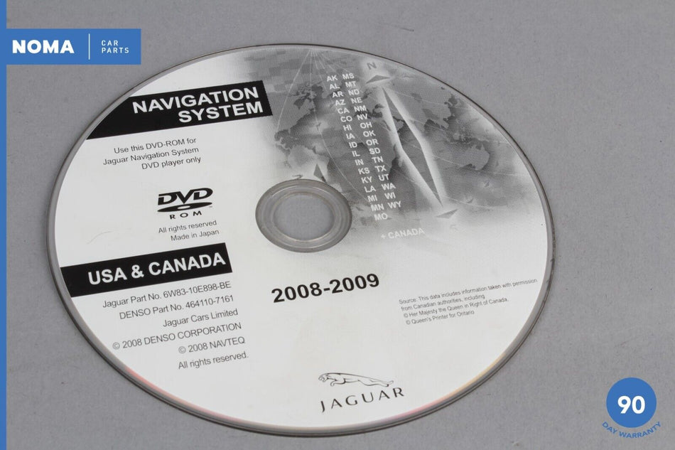 08-09 Jaguar XF XFR X250 Navigation System Disc DVD USA Canada 6W8310E898BE OEM