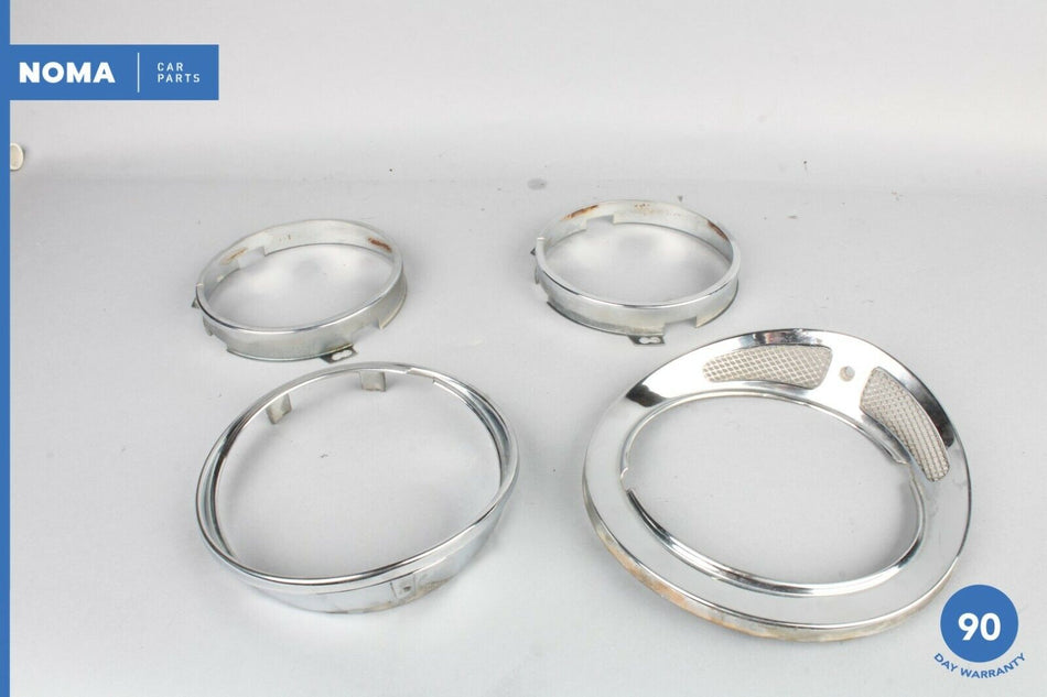 84-87 Jaguar XJ6 Series 3 Headlight Beam Lens Ring Retainer Chrome Set OEM