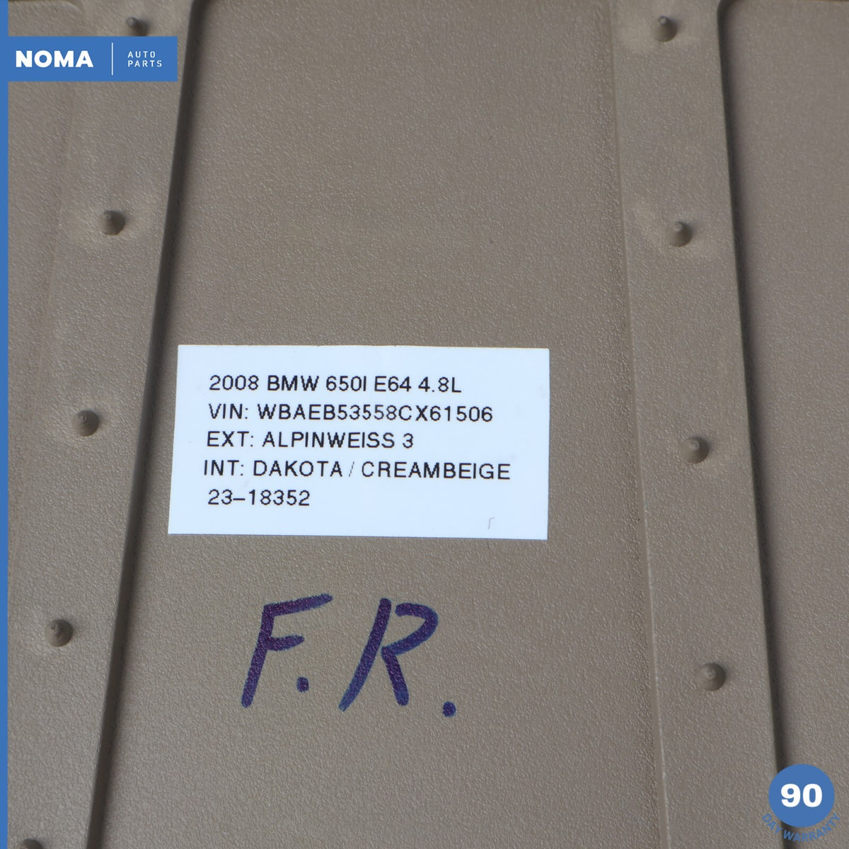 06-10 BMW 650i E64 Convertible Front Right Side Aftermarket Rubber Floor Mat - photo 13