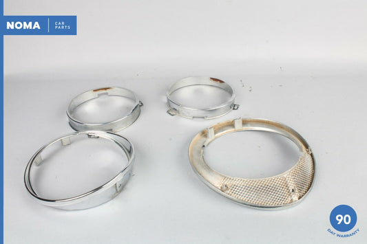 84-87 Jaguar XJ6 Series III Headlight Beam Lens Ring Retainer Chrome Set OEM - photo 1