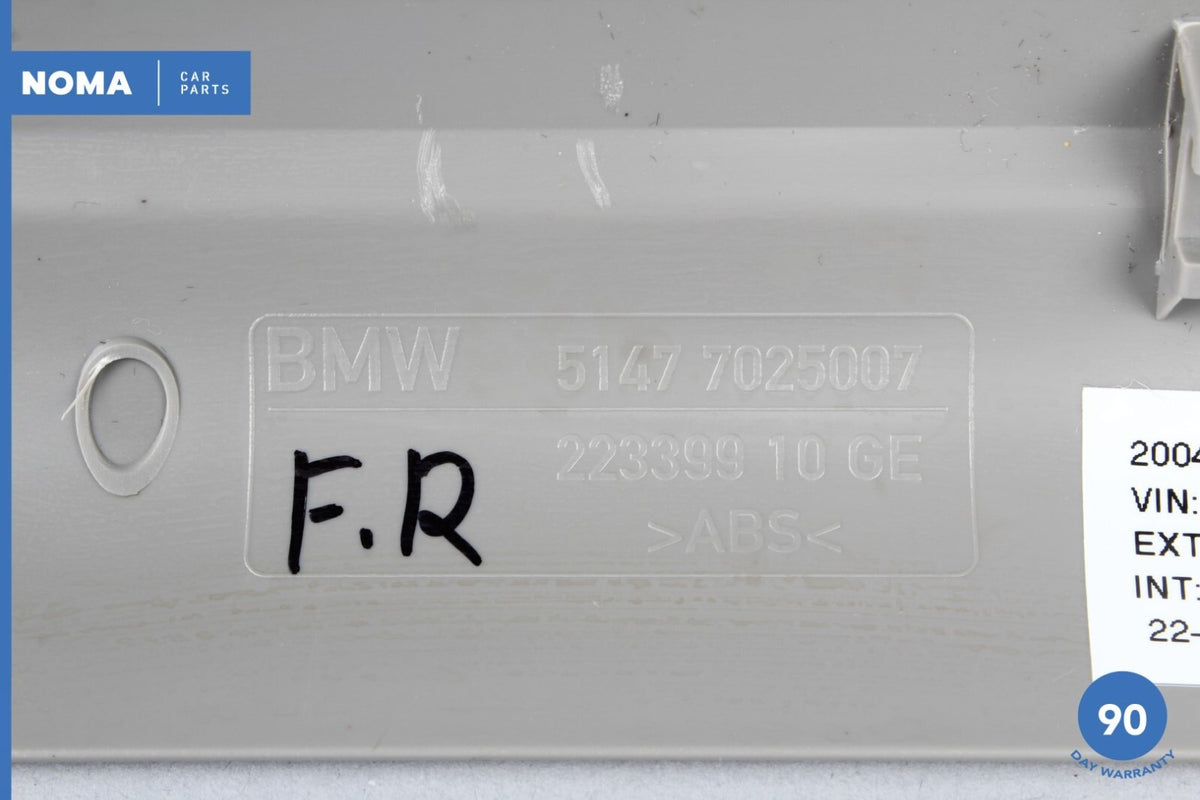 04-10 BMW 530i E60 E61 Front Right Passenger Side Door Sill Scuff Trim Grey OEM - photo 9