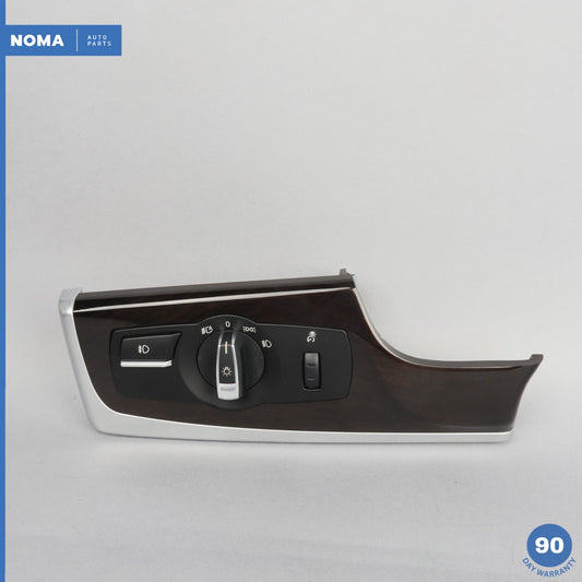 11-16 BMW 528i F10 Left Dash Headlight Control Switch Wood Trim Panel OEM - photo 1