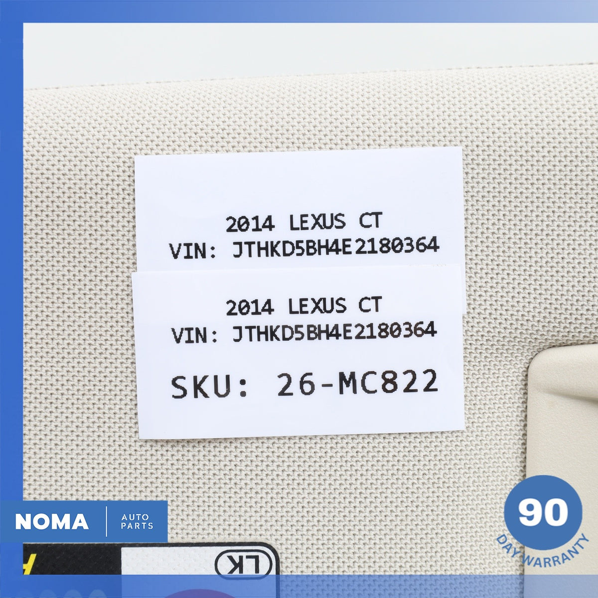 Lexus ZWA10 CT200h Right Passenger Side Sunvisor Sun Visor Beige OEM - photo 13