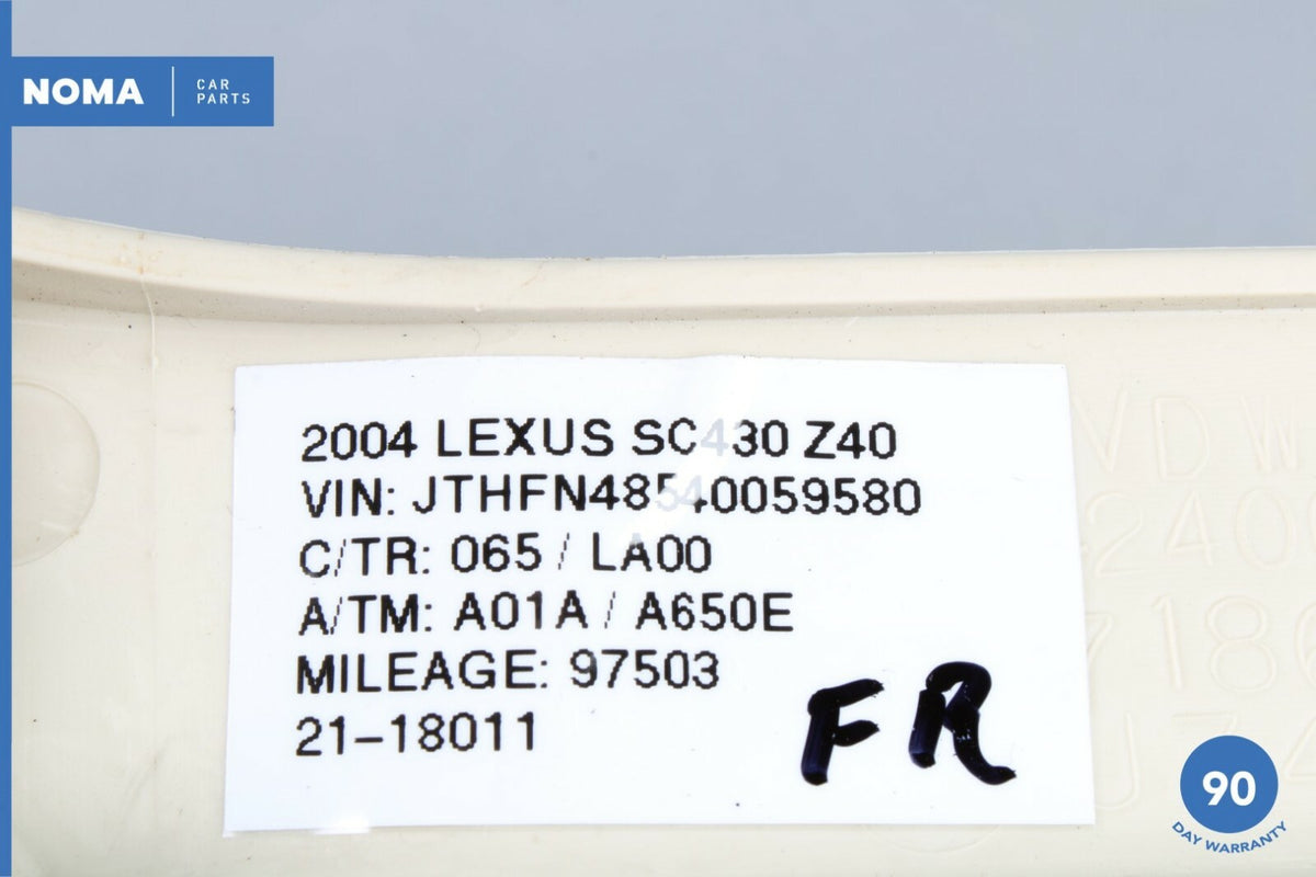 02-10 Lexus SC430 Z40 Front Right Passenger Seat Inner Shield Cover Ecru OEM - photo 9