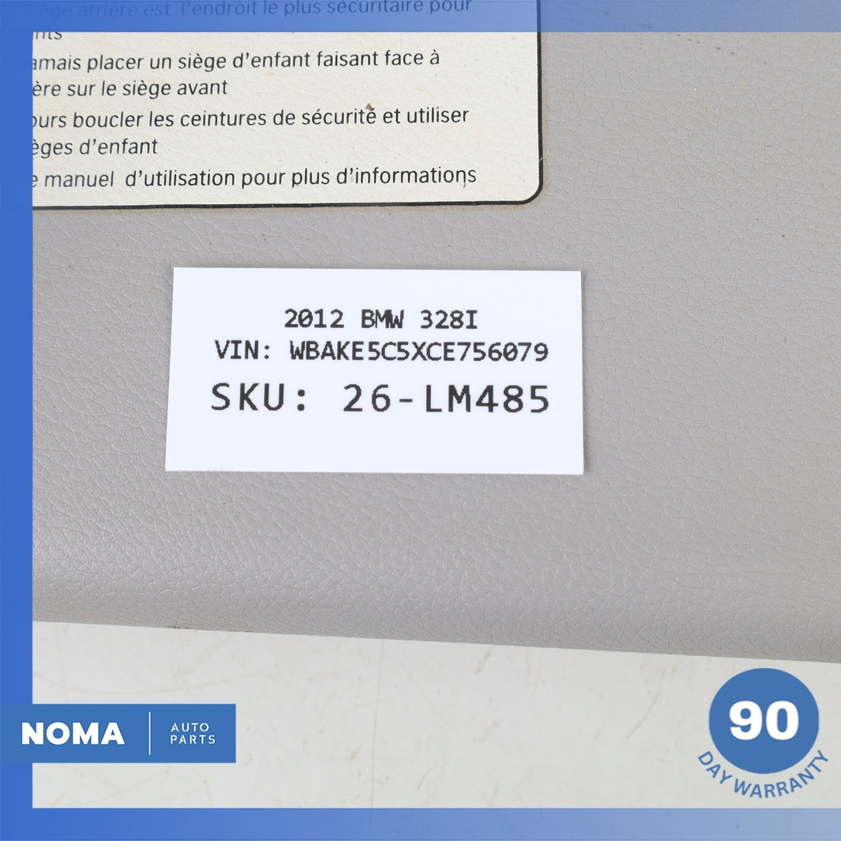 BMW E92 328i 335i Coupe Left Driver Side Sunvisor Sun Visor Gray OEM - photo 18